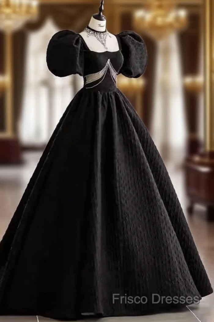 Princess Ball Gown Black Lace Long Formal Prom Dress Main image