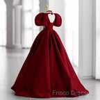 Princess Ball Gown Red Lace Long Formal Prom Dress