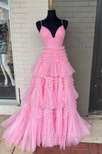 Princess Blue Tiered Layers Tulle Long Prom Dress