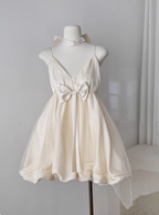 Princess Bowknot Halter Neck Sling Waist Net Tulle Puffy Birthday Party Dress Homecoming Dress
