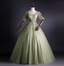 Princess Light Green Square Neck Puff Sleeve Gold Embroidery Tulle Ball Gown Evening Dress Sweet 16 Dress
