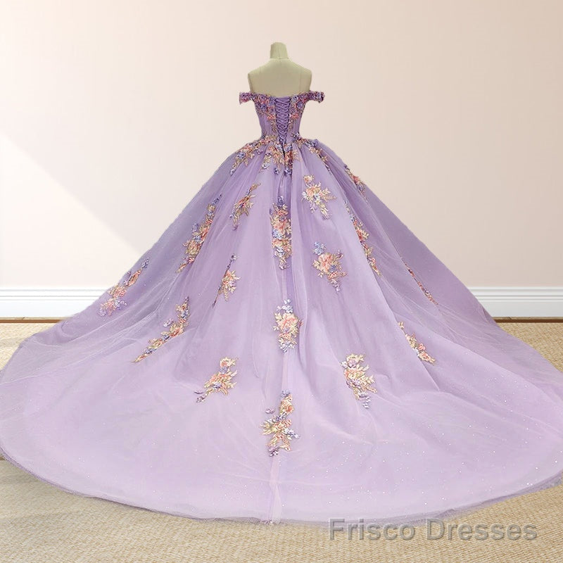 Princess Off the Shoulder Appliques Court Train Quinceanera Dresses Secondary image