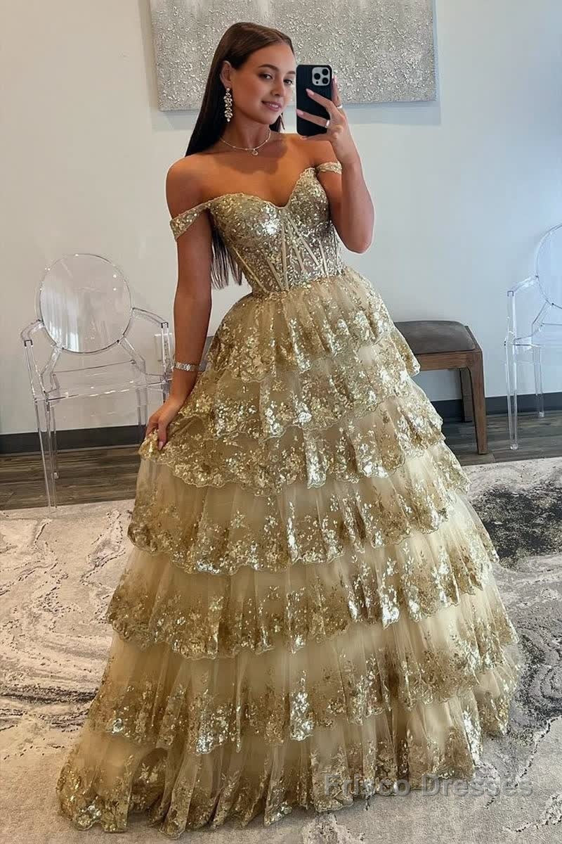 Princess Off the Shoulder Sequined Lace Prom Dress Secondary image