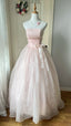Princess Pink Strapless Bow Sequined Tulle Ball Gown Evening Dress Sweet 16 Dress
