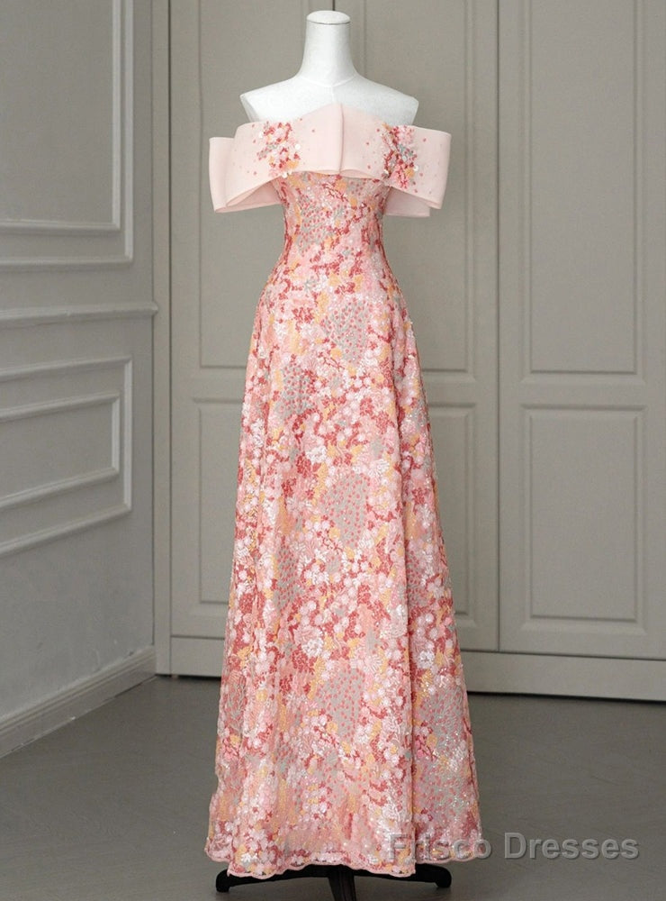 Princess Pink Tulle Sequins Strapless Prom Dress Main image