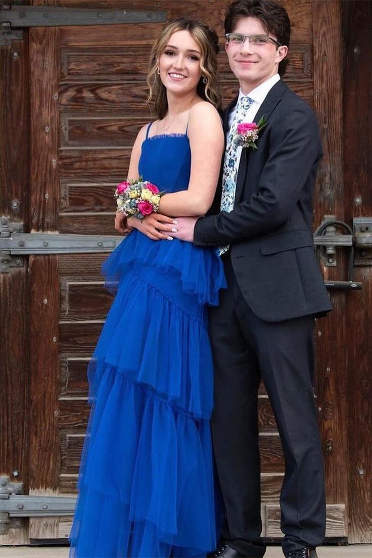 Princess Royal Blue Tiered Tulle Prom Dress  Formal Dress Secondary image