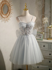 Princess Silver Hoco Dress Short Homecoming Dresses