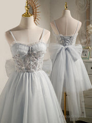 Princess Silver Hoco Dress Short Homecoming Dresses