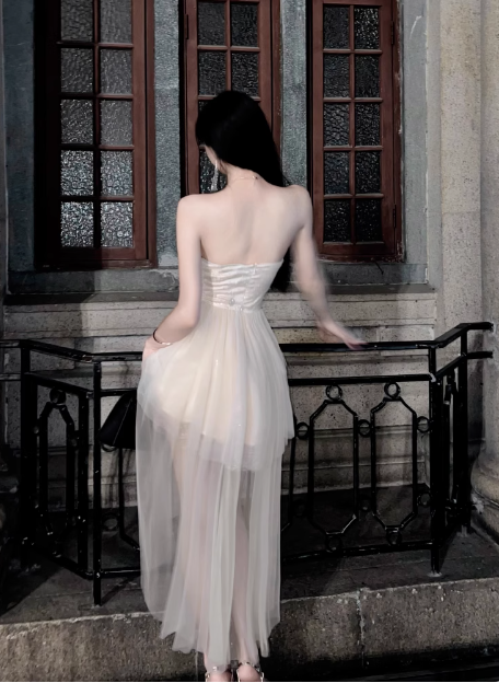 Princess Tube Top One Shoulder Tulle Train 17Th Birthday Homecoming Dress Secondary image