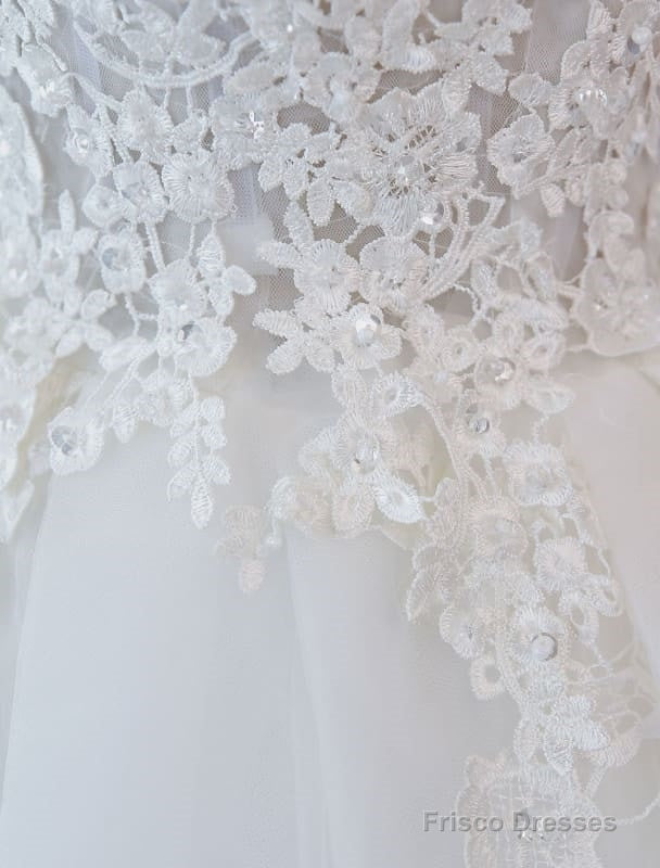 Princess Wedding Dresses Ball Gowns Lace V Neck Sleeveless Floor Length Bridal Gowns