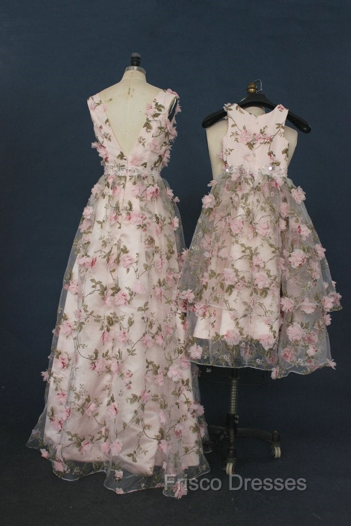 Printing Flower Long Unique Pink Formal Prom Dress Secondary image