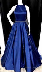 2025 Newly A-Line/Princess Satin Royal Blue Prom Dresses
