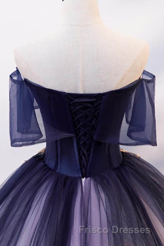 Ombre Ball Gown Formal Prom Dress Quinceanera Dress with Delicate Gold Appliques