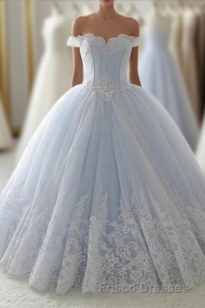 Light Blue Lace Sweetheart A Line Long Princess Formal Prom Dress Main image