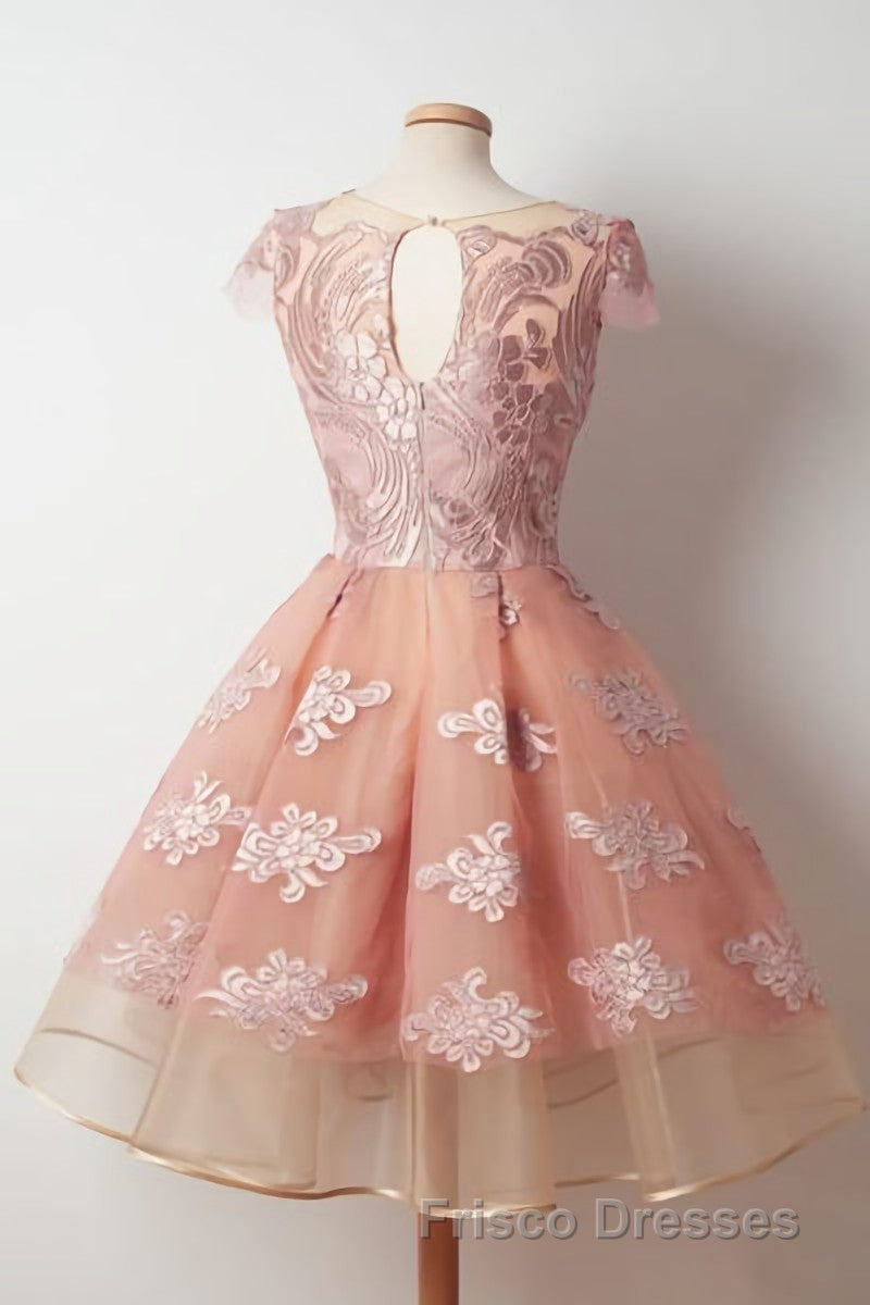 Cap Sleeves Junior Pretty Appliques Short Sweet 16 Formal Prom Dress Secondary image