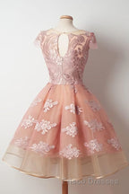 Cap Sleeves Junior Pretty Appliques Short Sweet 16 Formal Prom Dress