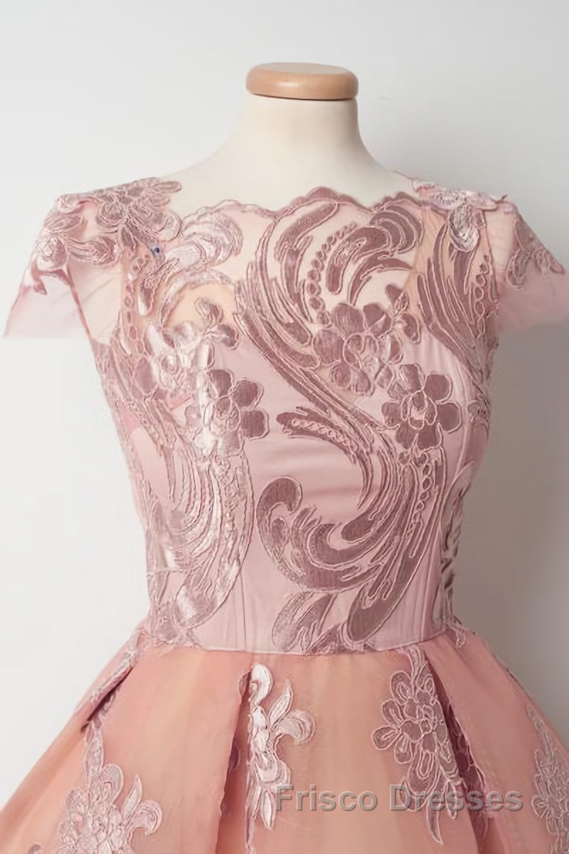 Cap Sleeves Junior Pretty Appliques Short Sweet 16 Formal Prom Dress