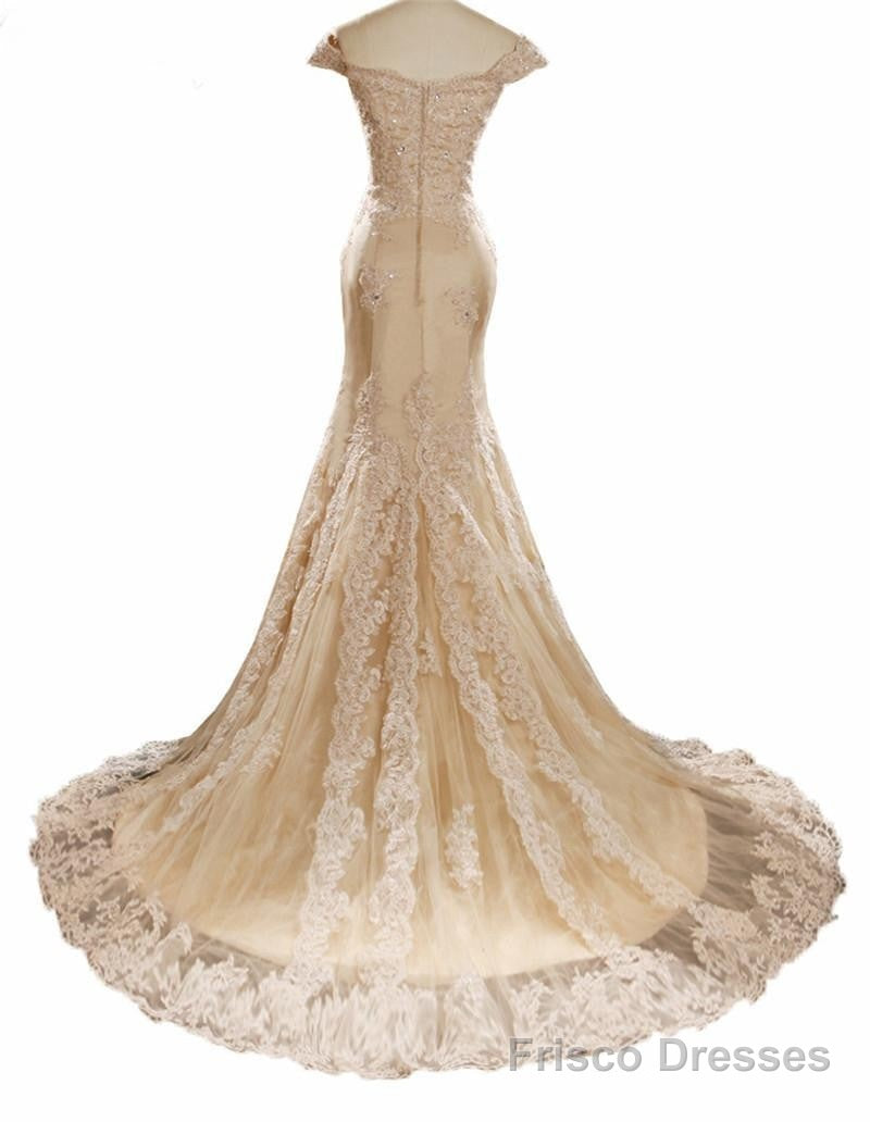 champagne prom dresses lace elegant appliques  tulle mermaid evening dresses v neck celebrity party dresses Secondary image
