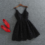 Cute White Lace Short Lace Spaghetti Straps Formal Prom Dress