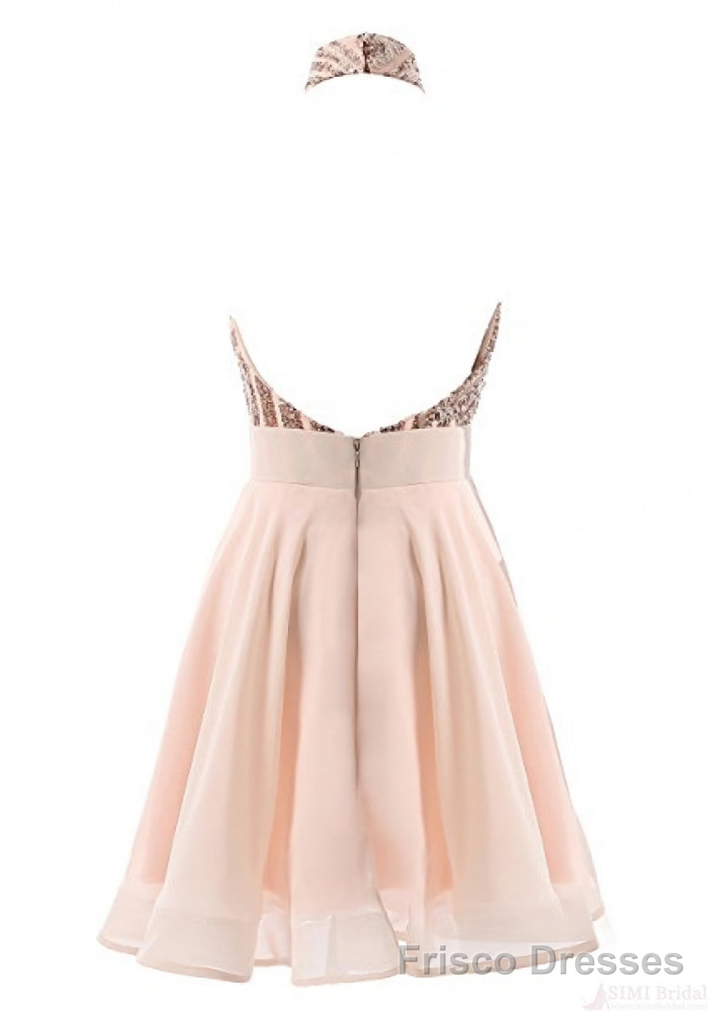 Halter Sequins Backless Mini Short Prom Dresses Secondary image