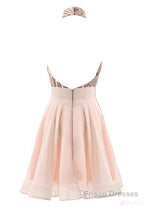 Halter Sequins Backless Mini Short Prom Dresses