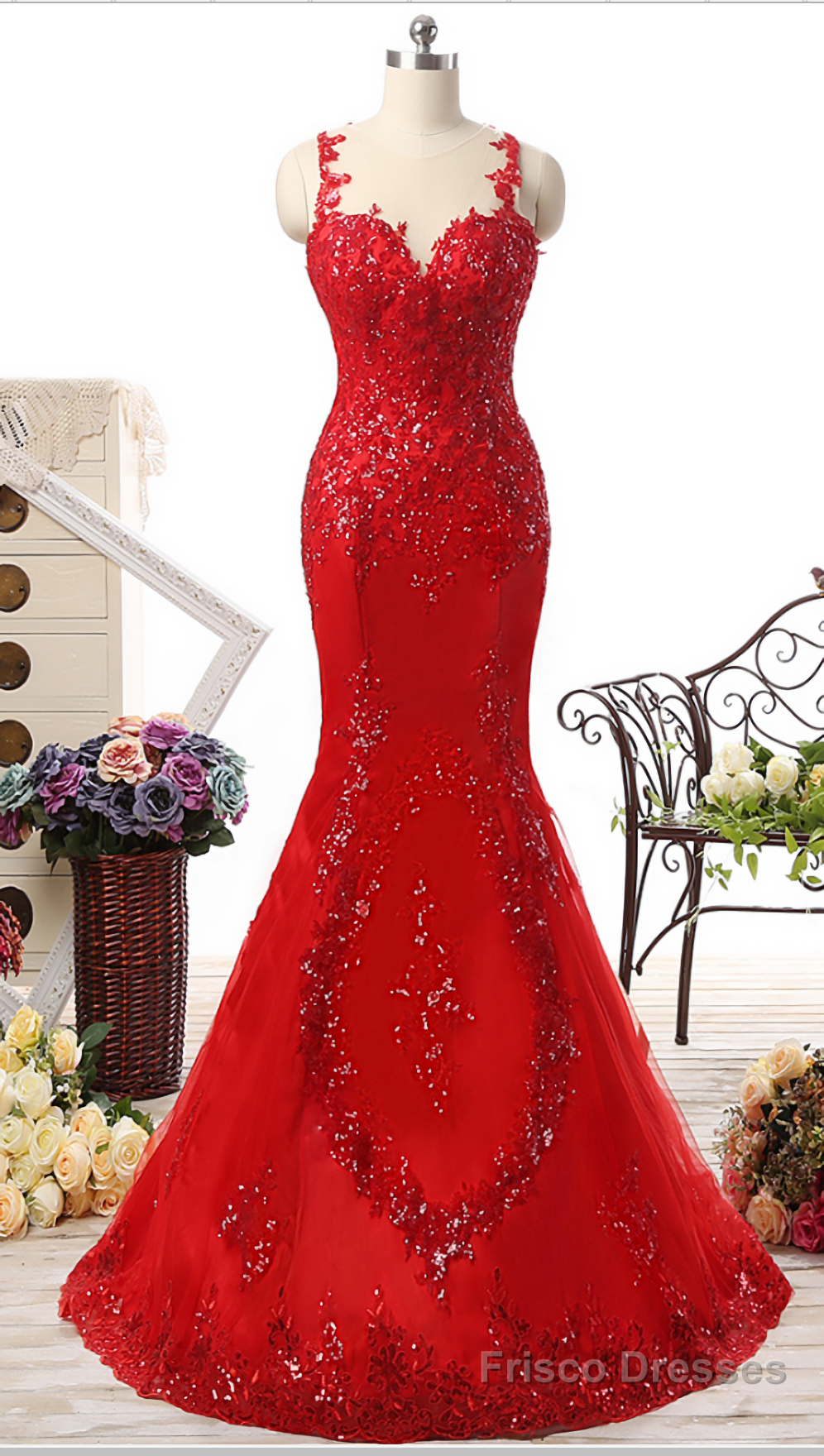 100%Real Photo Long Sweetheart Tulle Mermaid vestido de festa Sequined Appliques Floor Length Evening Dresses Main image
