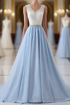 Sky Blue Long Elegant For Teens Beauttiful Formal Prom Dress