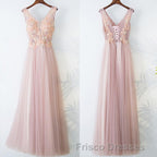 Pink Long A Line Simple Cheap Lace Up Formal Prom Dress