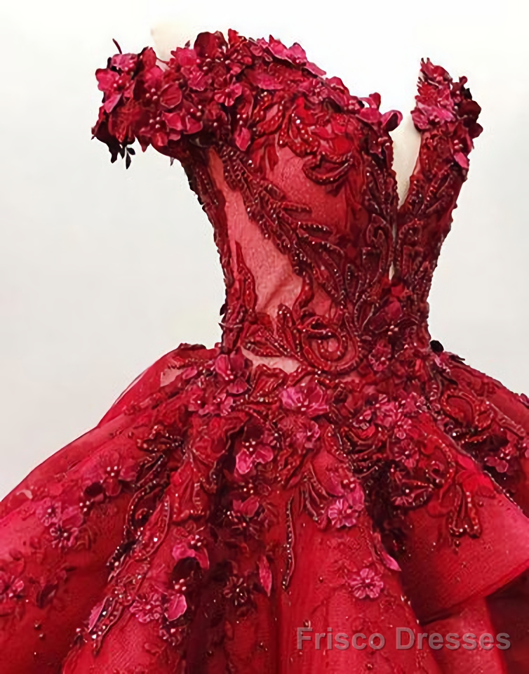 Red With Beads Sweet 16 Prom Dresses Secondary image
