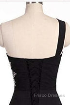 A Line Ombre Blue And Black One Shoulder Short Dc289 Formal Prom Dress