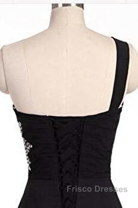 A Line Ombre Blue And Black One Shoulder Short Dc289 Formal Prom Dress