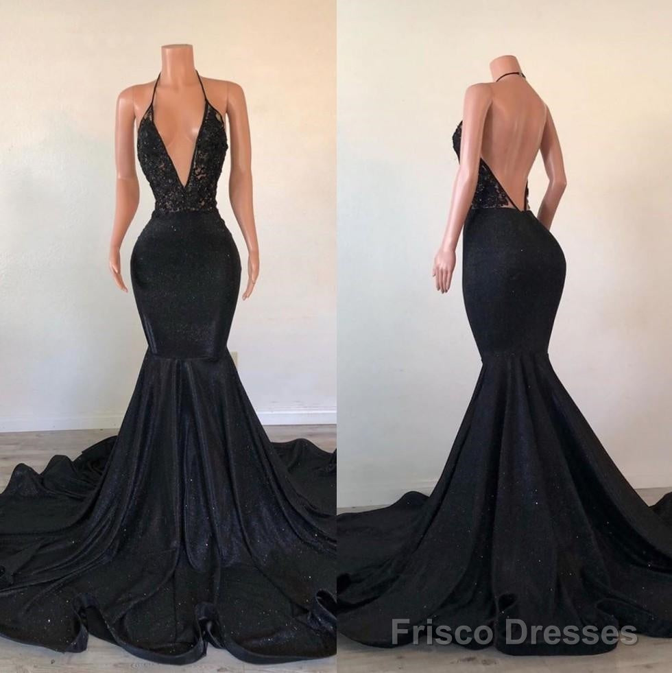 Black Lace Mermaid Prom Dresses, Sequins Evening Dresses Main image