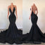 Black Lace Mermaid Prom Dresses, Sequins Evening Dresses