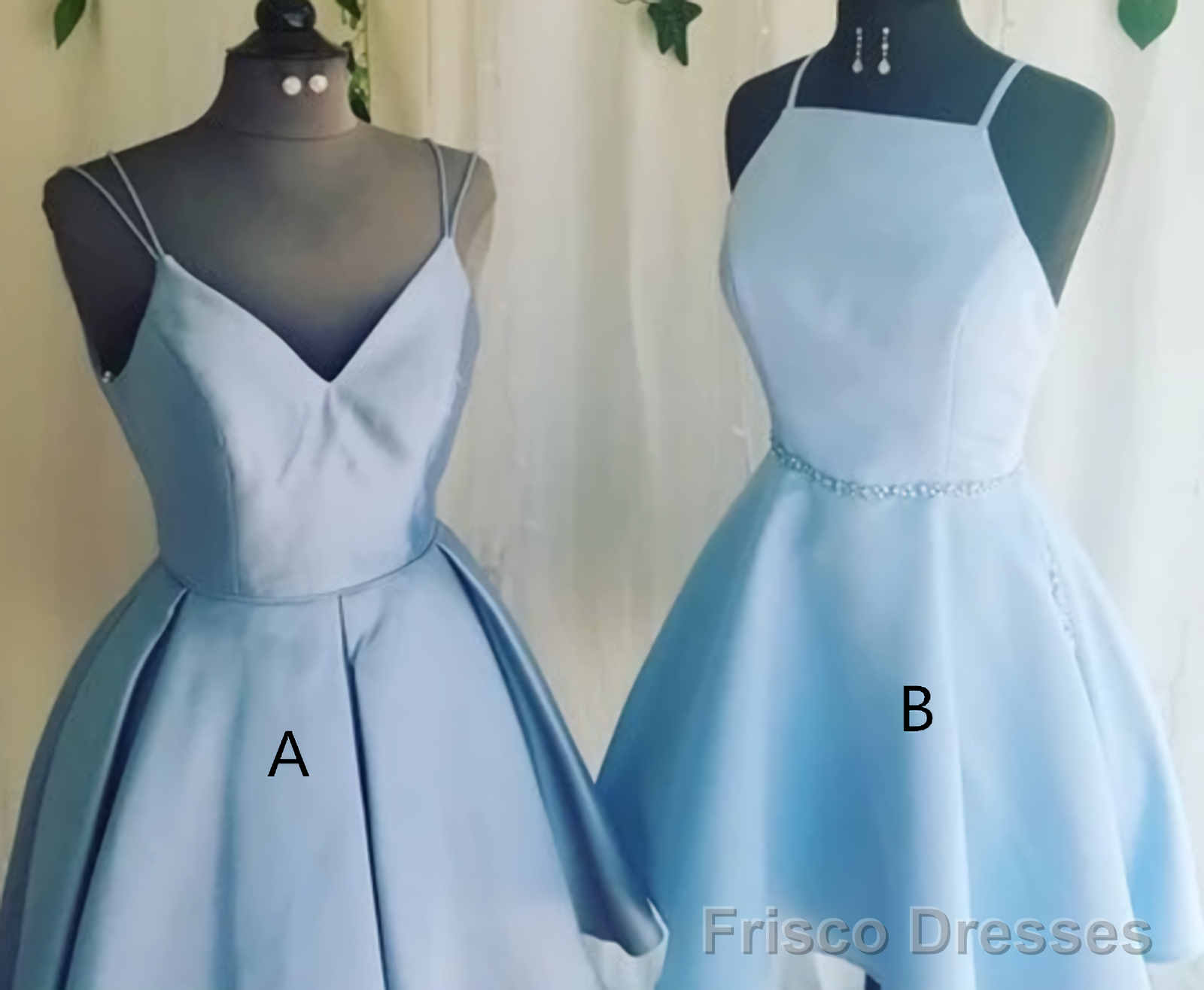 A Line V Neck Light Sky Blue Short Homecoming Dress With Pleats Secondary image