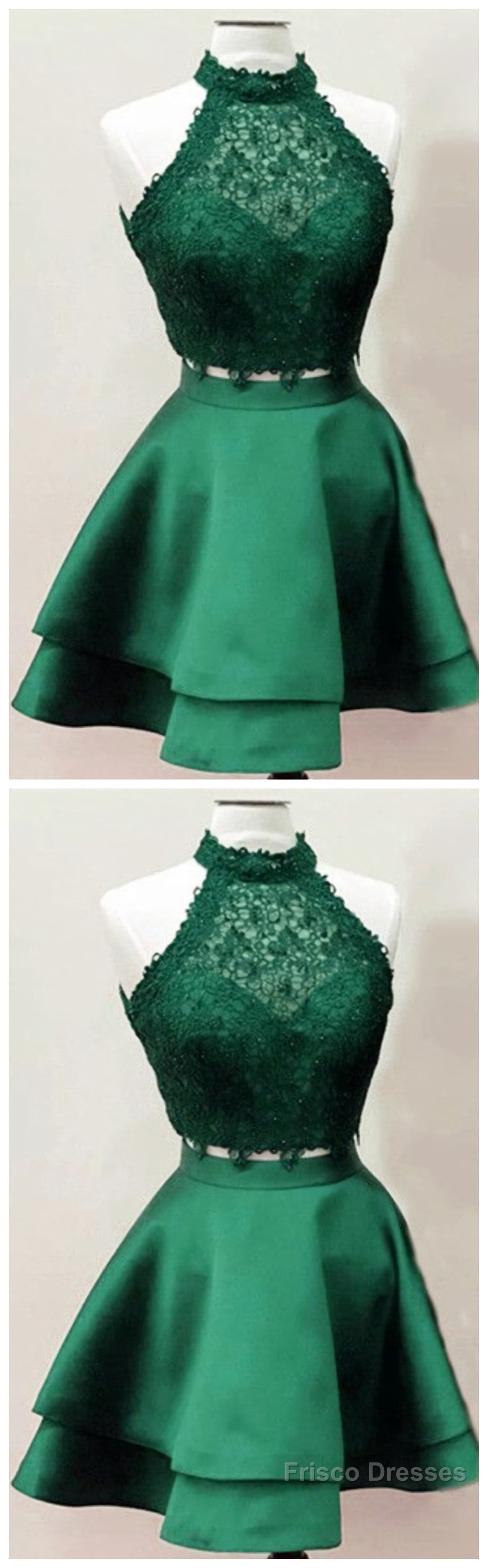 Homecoming Dresses, Emerald Homecoming Dresses, Two Piece Homecoming Dress
