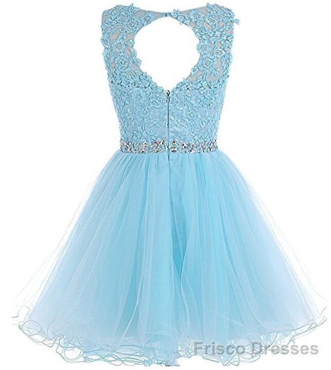 Charming Light Champagne Short Lace Beaded Party Dress, Tulle Homecoming Dress, Formal Dress Secondary image