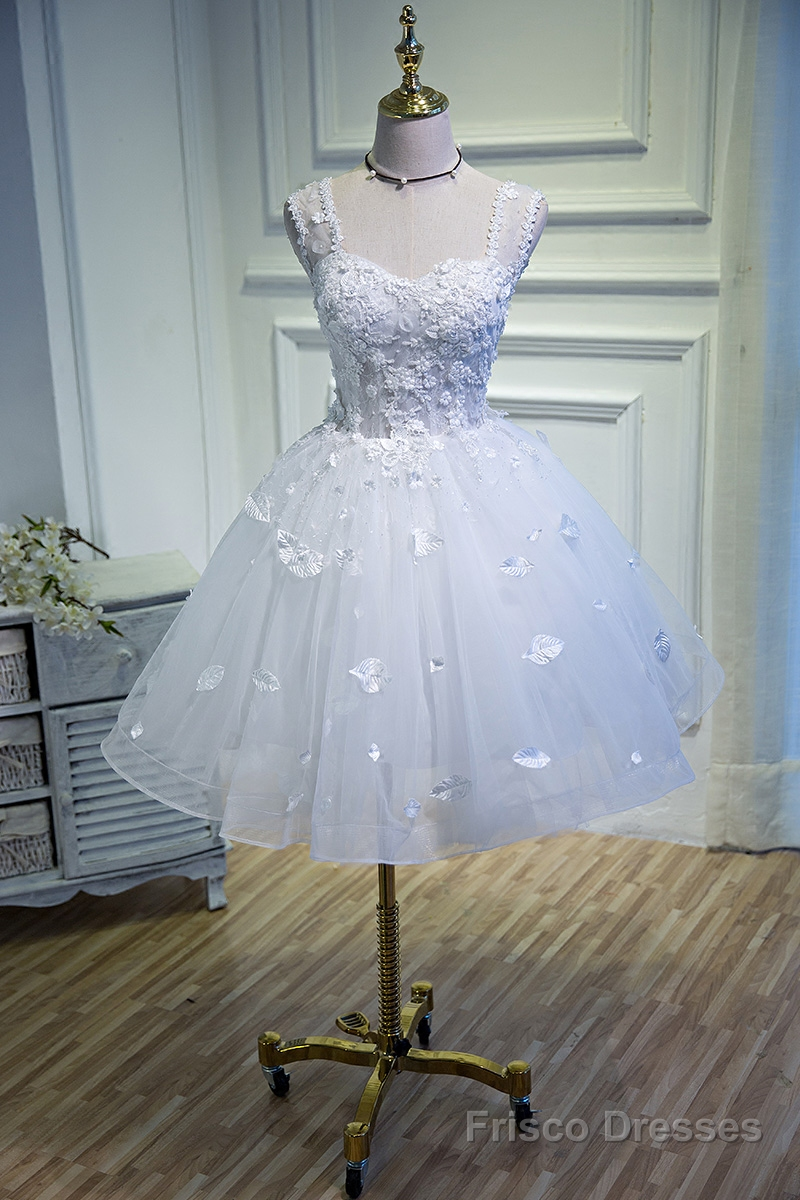Beautiful Homecoming Dresses, Sweet 16 Dress, White Homecoming Dress, Cute Cocktail Dress Secondary image