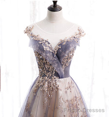 Cute Tulle Sequins Long Prom Dress, Evening Dress