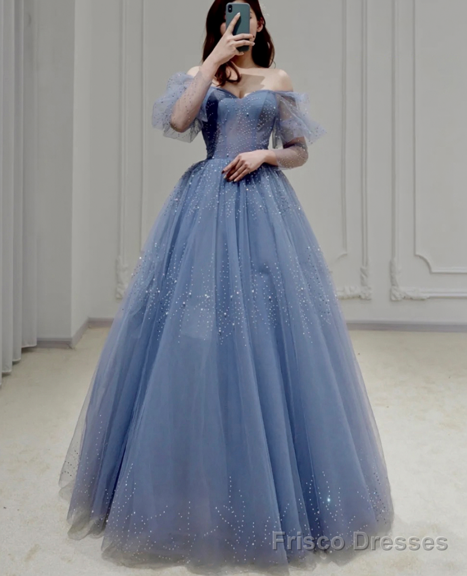 Prom Dresses, High End Atmosphere Puff Sleeve Bridal Dress, Long Sleeve Banquet Evening Dress, Fairy Thin Puff Skirt