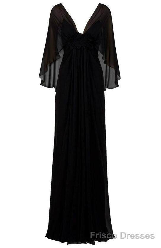 A Line Black V Neck Prom Dress Main image