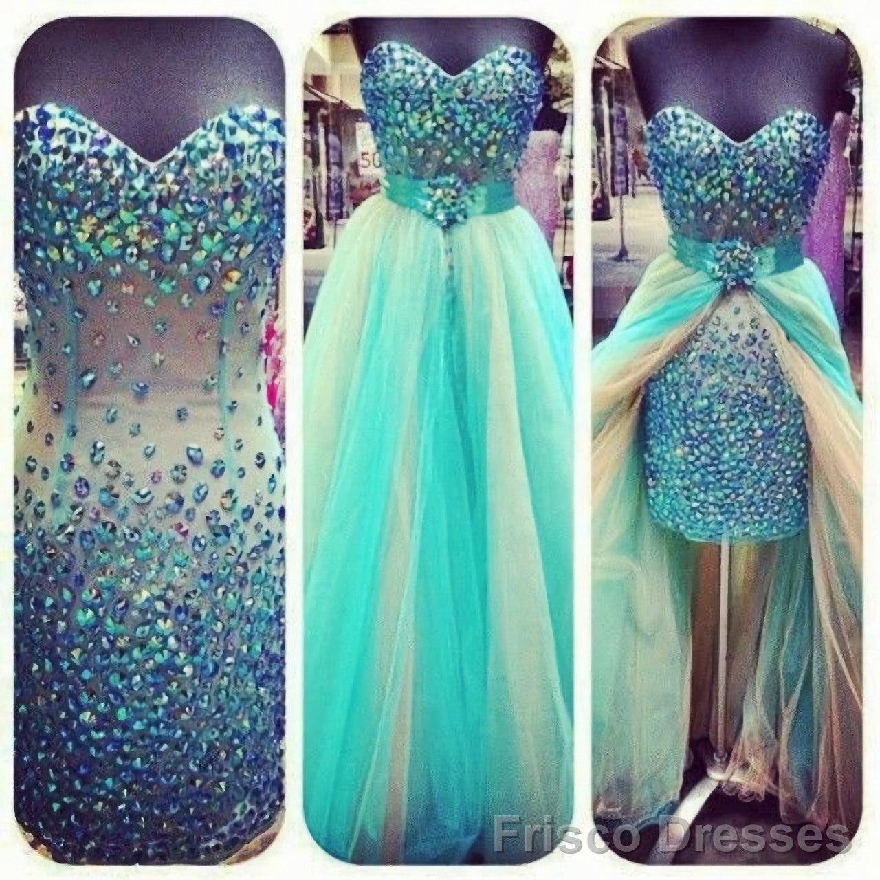 Sexy Colored Crystal Rhinestones Removable Skirt Sheath Long Heavy Beadings Green Champagne Long Prom Dresses Main image