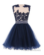 Navy Blue Lace Short With Waist Beadings Royal Blue Custom Made Mini Length Women Skirt Formal Prom Dress