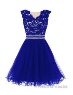 Navy Blue Lace Short With Waist Beadings Royal Blue Custom Made Mini Length Women Skirt Formal Prom Dress