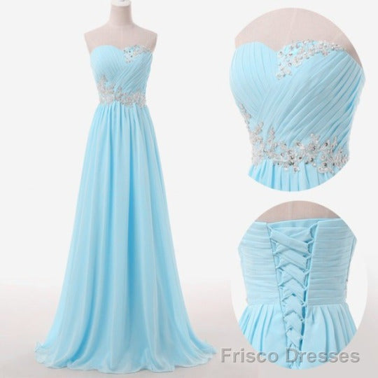 Light Blue Prom Dresses, Sweetheart Evening Gowns Modest Formal Dresses, Beaded Prom Dresses, 2025 Fashion Evening Gown Corset Evening Dress Secondary image