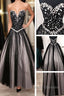 Black White Tulle Long Sweetheart Beaded Bodice For Teens Juniors Formal Prom Dress