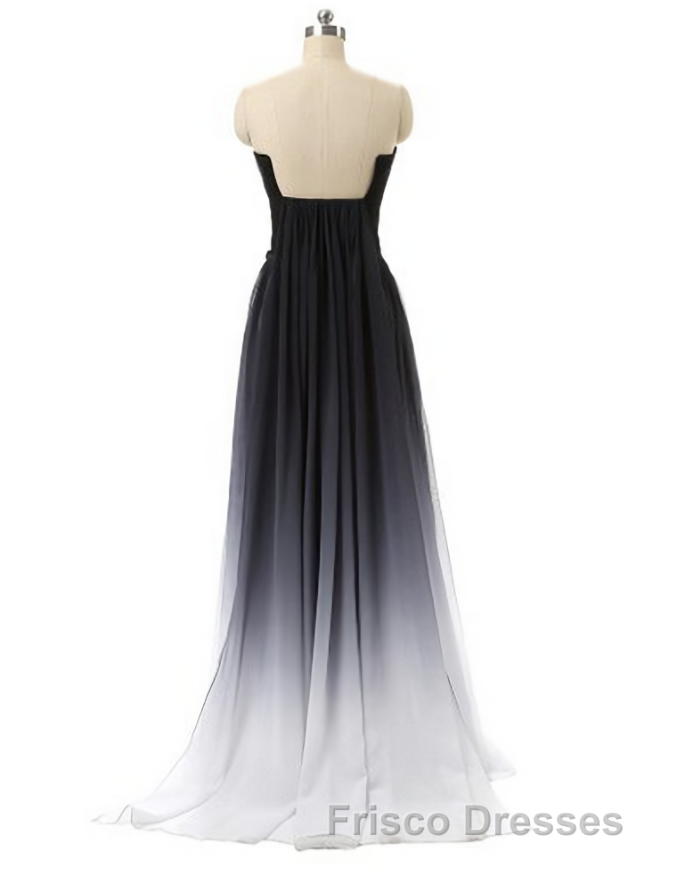 Hot Sales Navy Blue Ombre Gradient Chiffon Long Black Belt Ombre Black Gradient Custom Made Cheap Women Formal Prom Dress