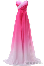 Pink Sweetheart Long Gradient Chiffon Elegant Prom Dresses