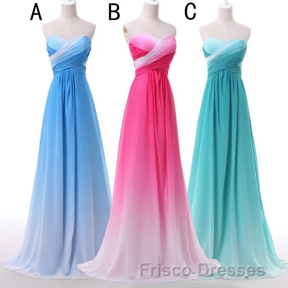 Pretty Pink Sweetheart Long Gradient Chiffon Elegant Formal Prom Dress Secondary image