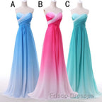 Pretty Pink Sweetheart Long Gradient Chiffon Elegant Formal Prom Dress