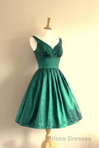 V Neck Green Short Handmade Charming Homecming Simple Homecoming Dress